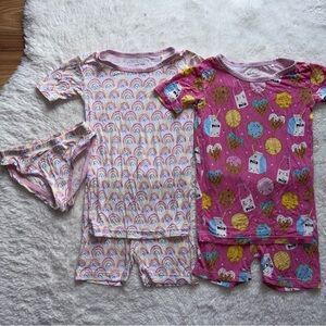 Two Little Sleepies Girl 4T Short Sleeve Shorts Pajama Sets Rainbow Cookies Milk